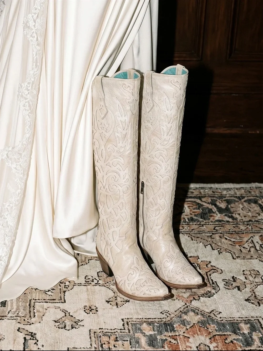 Corral Ivory Embroidered Over-the-Knee Western Boots
